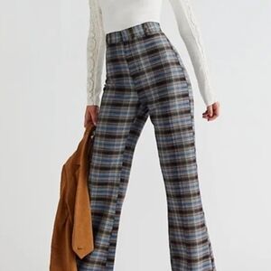 Plaid Wide Leg Pants